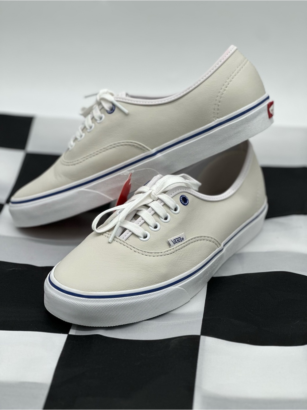 Vans Low-Top Sneakers in Off-White with Navy Trim - Picture 10 of 11